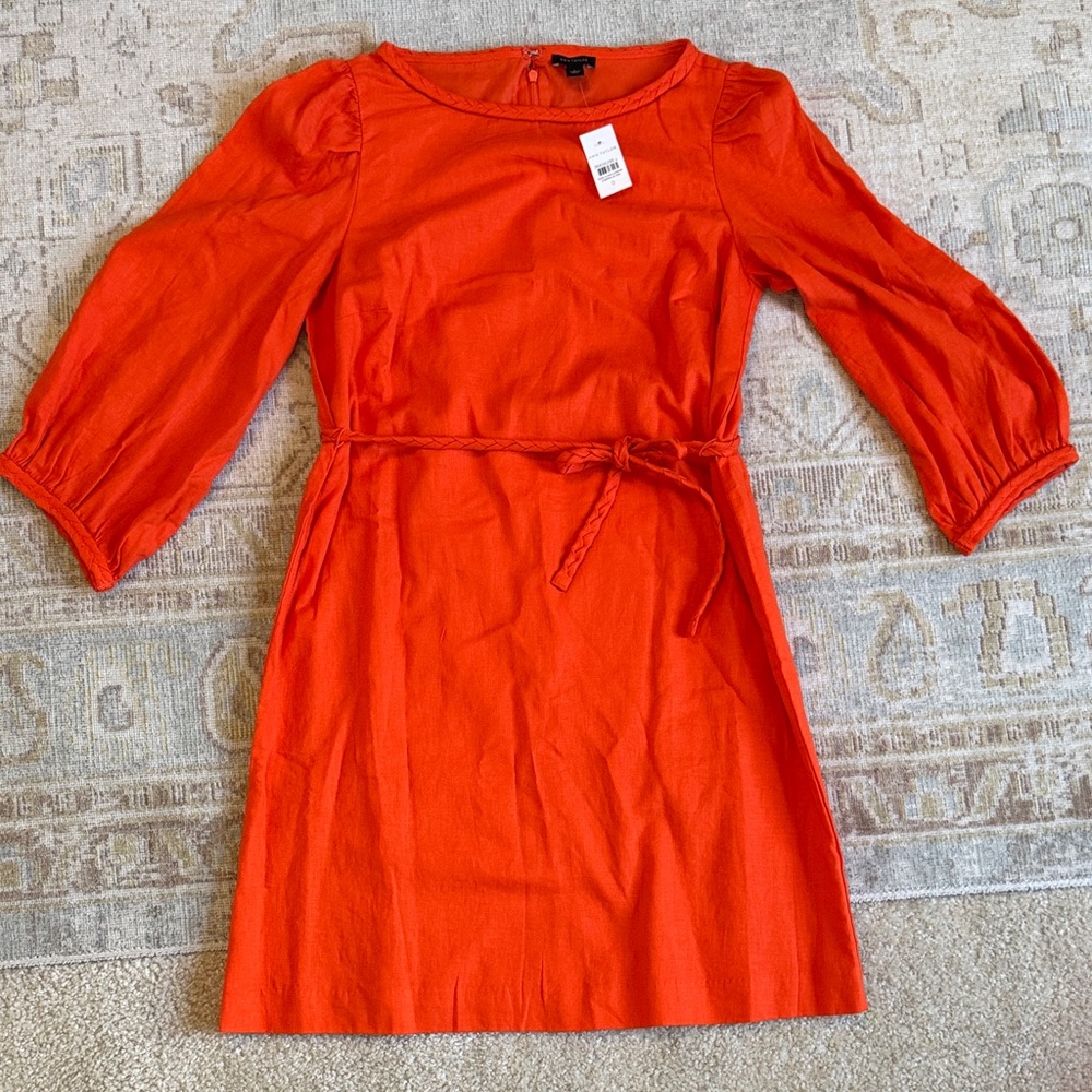 Ann Taylor Vibrant Orange Long Sleeve Dress